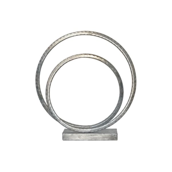 H2H Metal Swirl Abstract Sculpture on Square Base, Silver H22505445